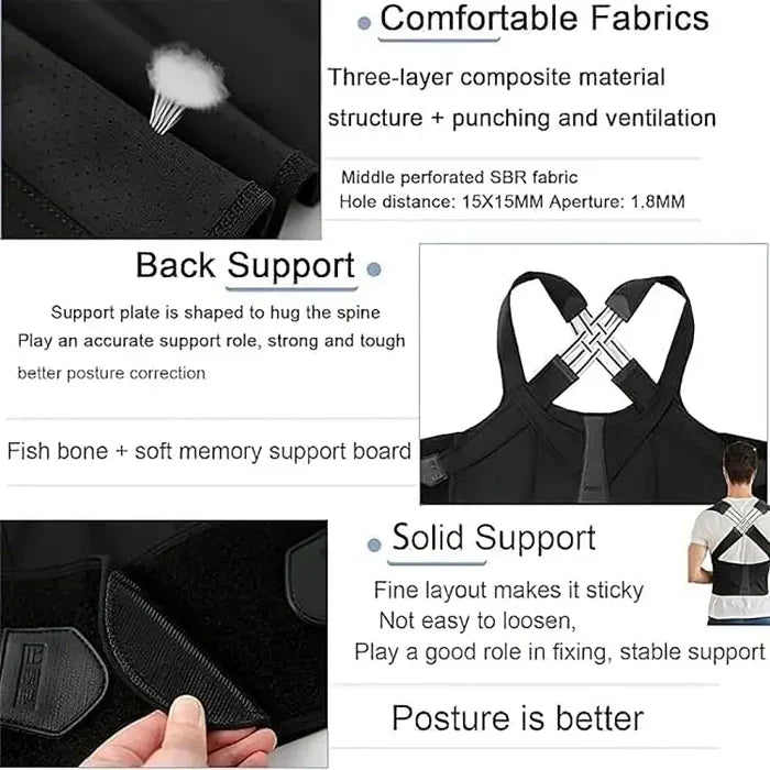 Adjustable Back Posture Corrector Back Support Belt | Back Pain Back Straight And Shoulder Support Belt