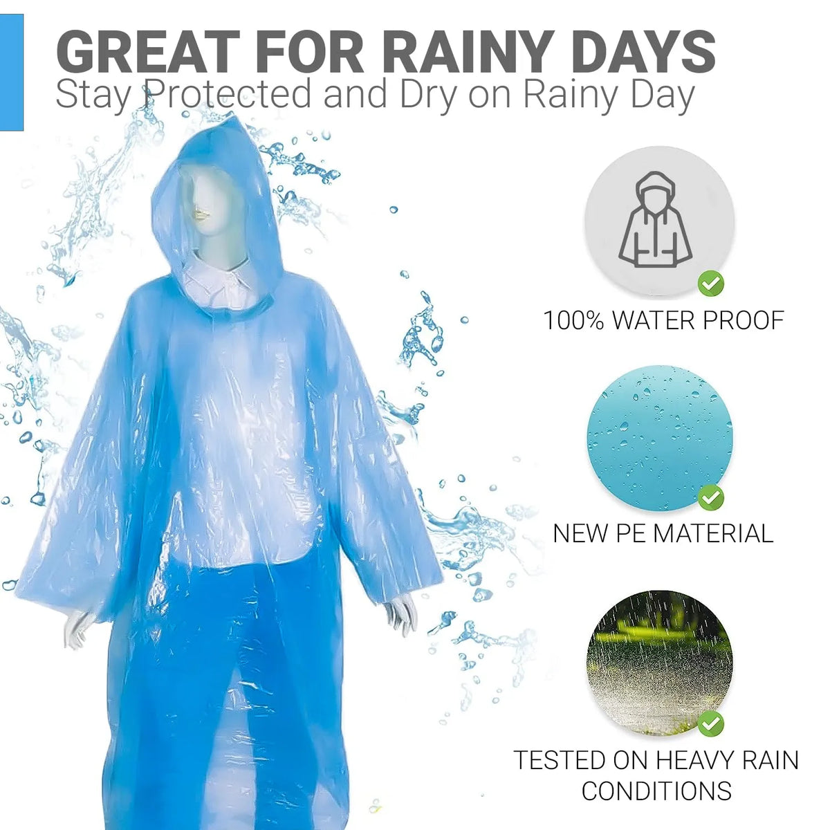 Disposable Pocket Rain Cards – Compact Emergency Raincoats for Travel, Commute & Outdoors (Unisex, One-Size)
