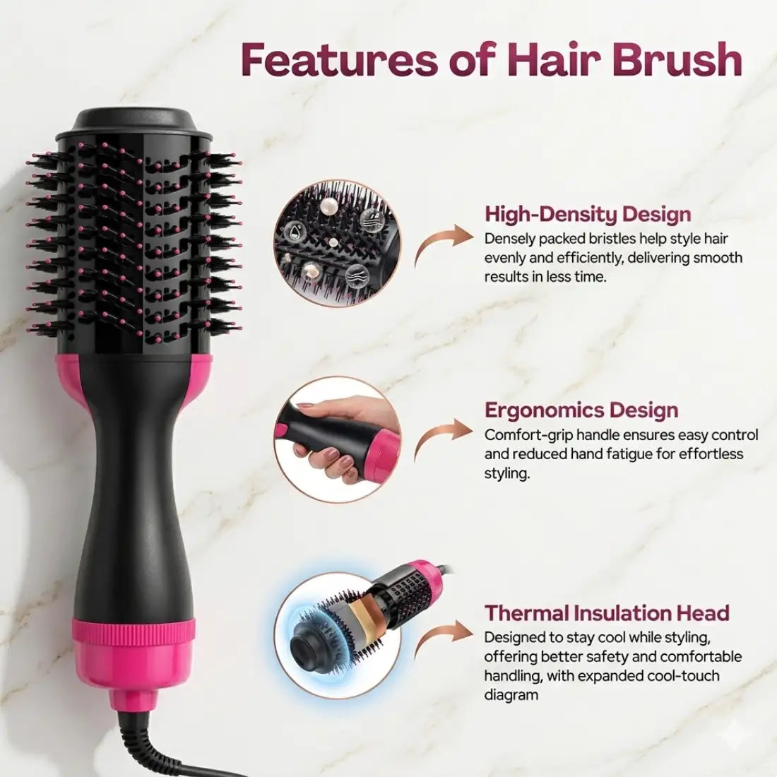 4-in-1 Hot Air Styling Brush | Hair Dryer Brush for Drying, Straightening, Curling & Volumizing