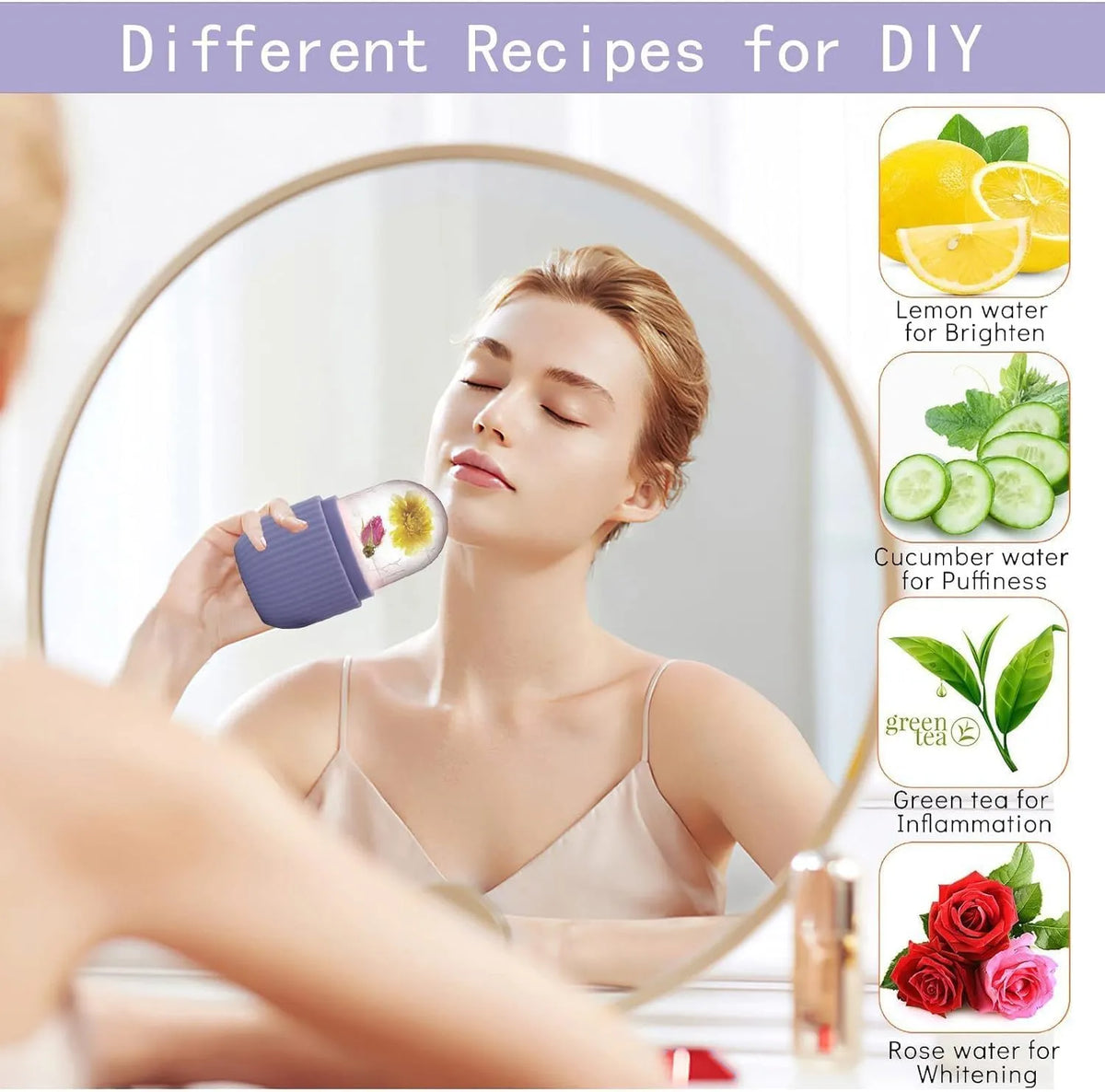 Silicone Ice Roller for Face & Eyes – Reusable Facial Cooling Roller for Puffiness, Dark Circles & Glowing Skin