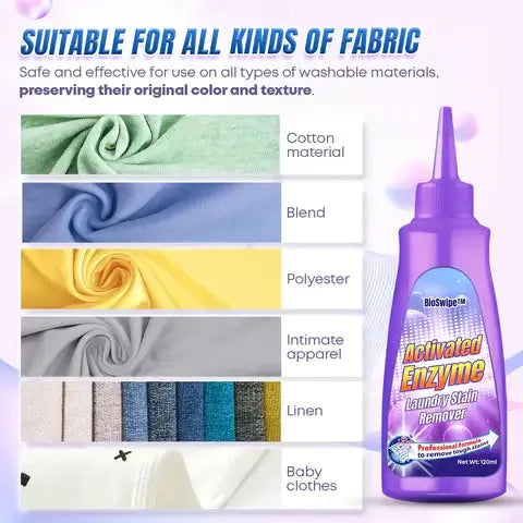 Active Enzyme Laundry Stain Remover – No-Water Fabric Cleaner for Tough Stains on Clothes