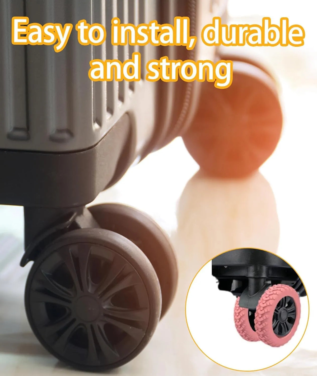 Luggage Wheel Protective Covers (Set of 8) | Silicone Suitcase Wheel Covers | Noise Reduction, Anti-Wear