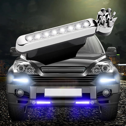 2 Pcs Wind Powered Car LED Lights | No Wiring DRL Lights with Mini Wind Turbine | Universal Car Decorative Running Lights