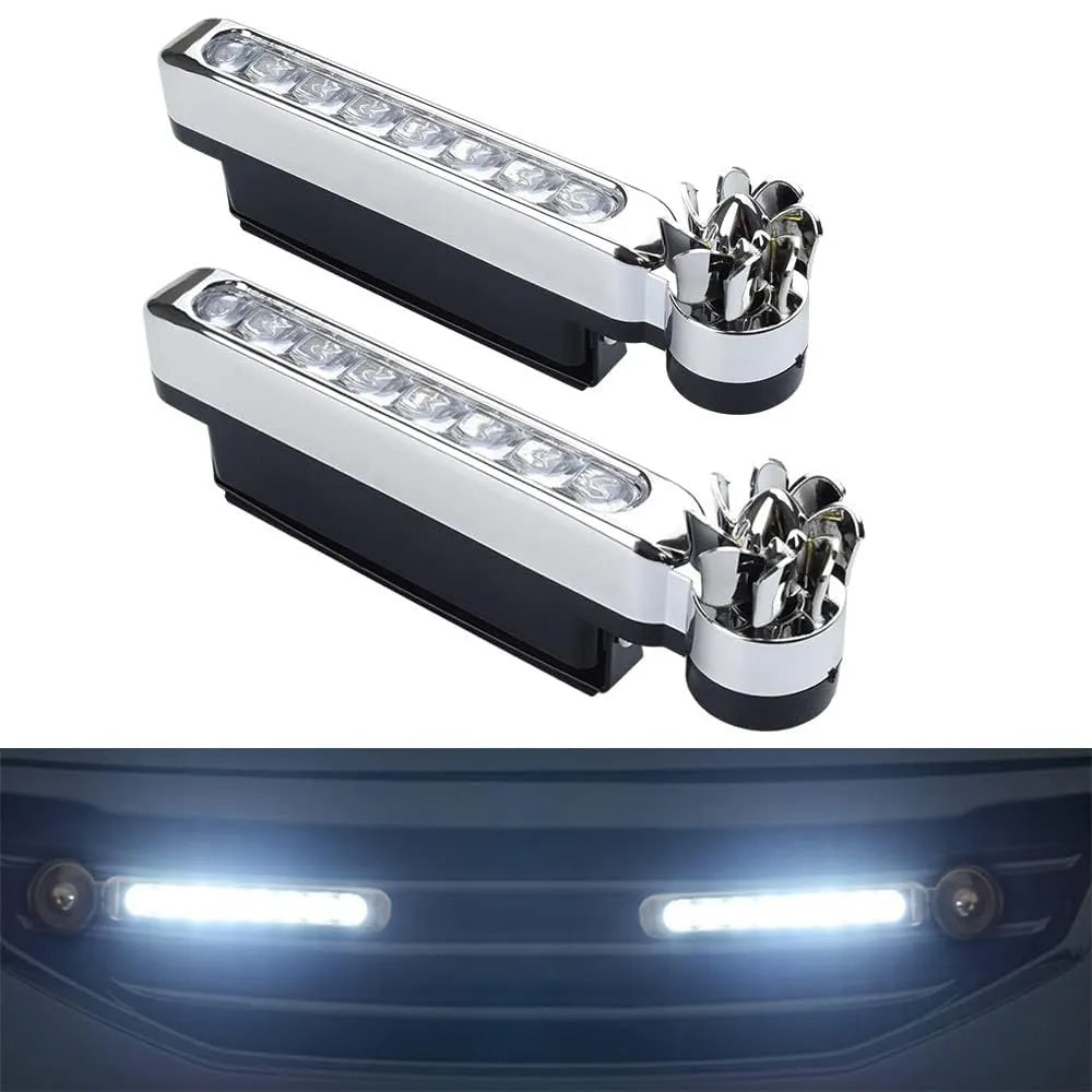 2 Pcs Wind Powered Car LED Lights | No Wiring DRL Lights with Mini Wind Turbine | Universal Car Decorative Running Lights