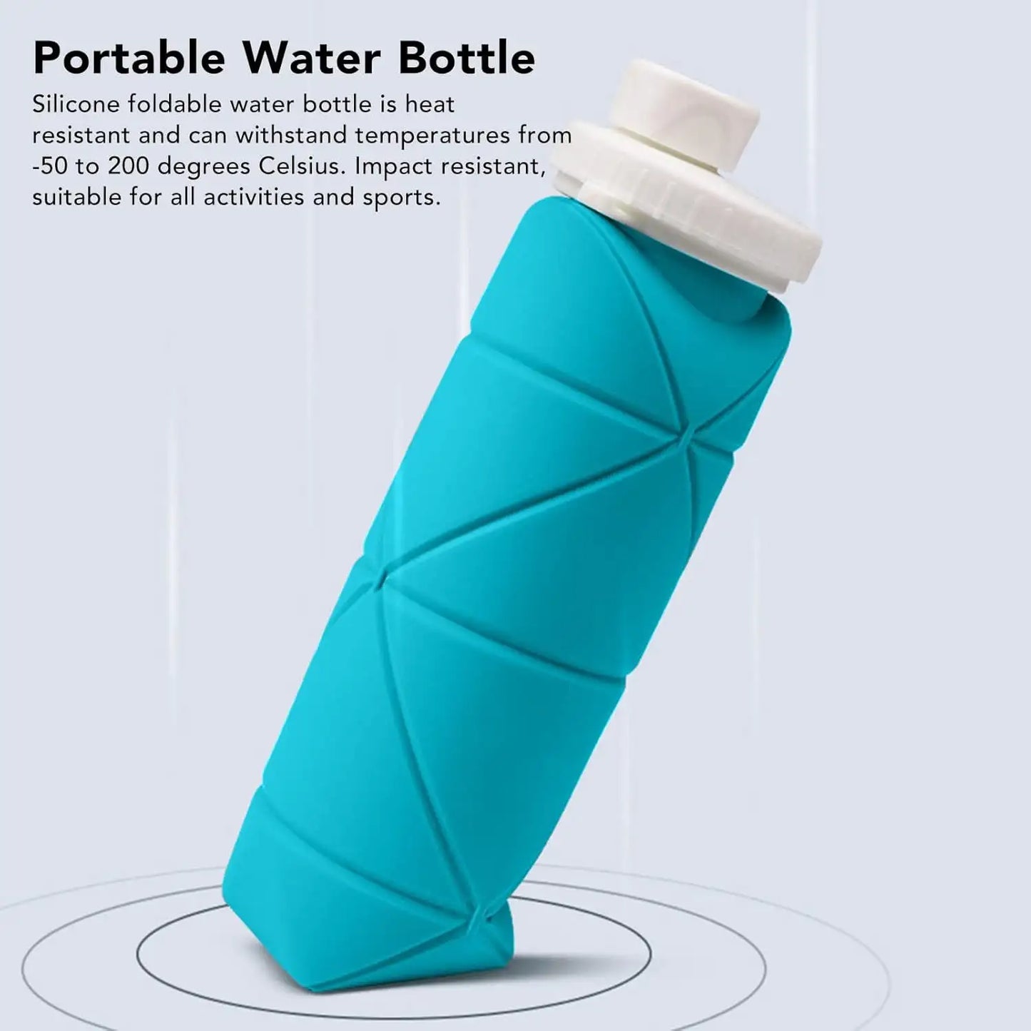 Foldable Water Bottle 600ml | Collapsible Silicone Bottle with Wide Mouth | Portable Sports & Travel Water Bottle for Outdoor Use