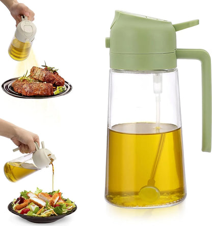 2-in-1 Oil Dispenser & Mist Spray Bottle (500ml) | Leakproof Kitchen Oil Bottle | Container for Frying, Baking & Air Fryer