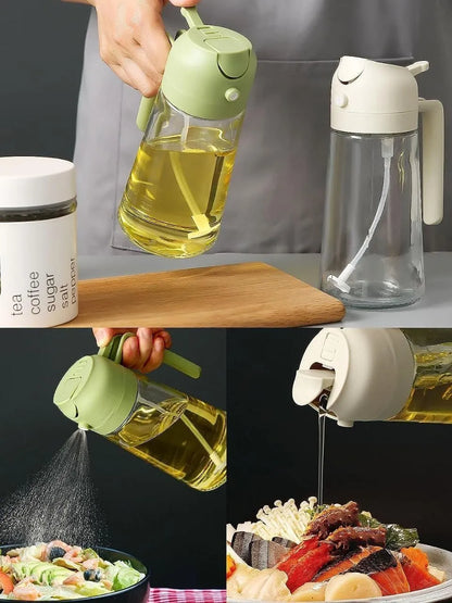 2-in-1 Oil Dispenser & Mist Spray Bottle (500ml) | Leakproof Kitchen Oil Bottle | Container for Frying, Baking & Air Fryer