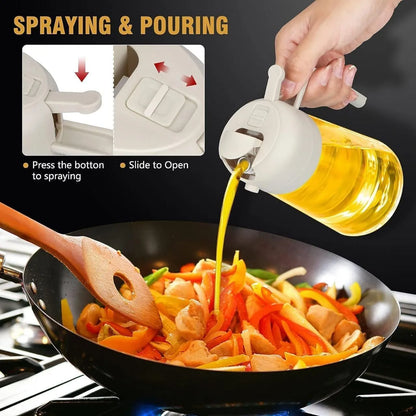 2-in-1 Oil Dispenser & Mist Spray Bottle (500ml) | Leakproof Kitchen Oil Bottle | Container for Frying, Baking & Air Fryer
