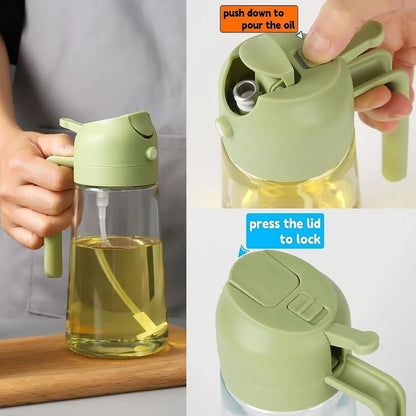 2-in-1 Oil Dispenser & Mist Spray Bottle (500ml) | Leakproof Kitchen Oil Bottle | Container for Frying, Baking & Air Fryer