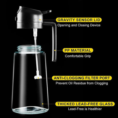 2-in-1 Oil Dispenser & Mist Spray Bottle (500ml) | Leakproof Kitchen Oil Bottle | Container for Frying, Baking & Air Fryer