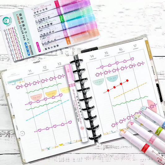 Curved Roller Highlighter Pens – Pattern Line Marker Pens for Notes, Journaling, Scrapbooking & Kids Drawing