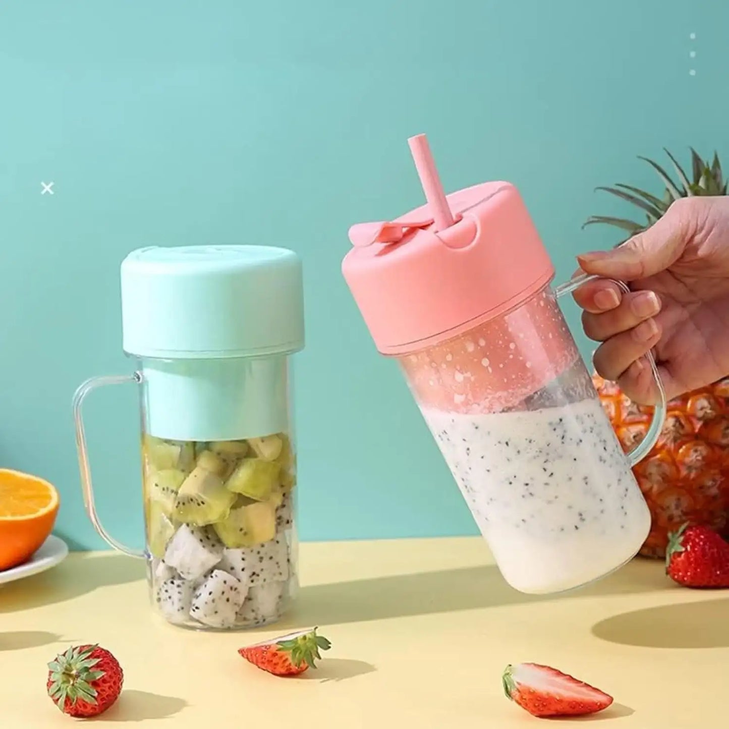 Portable Rechargeable Mini Blender | USB Electric Juice Maker Bottle | Personal Smoothie & Shake Blender for Travel & Kitchen