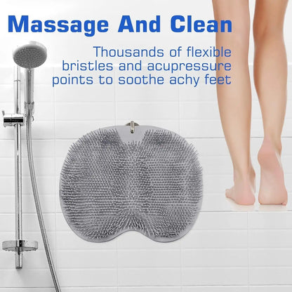 Silicone Foot Scrubber Mat for Shower (30x23cm) | Non-Slip Foot Cleaning & Massage Mat with Soft Bristles