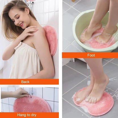Silicone Foot Scrubber Mat for Shower (30x23cm) | Non-Slip Foot Cleaning & Massage Mat with Soft Bristles
