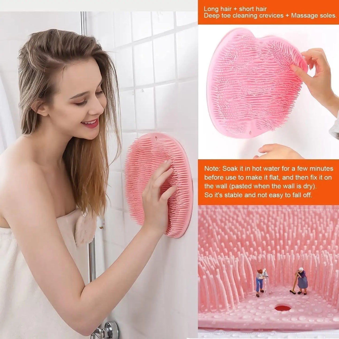 Silicone Foot Scrubber Mat for Shower (30x23cm) | Non-Slip Foot Cleaning & Massage Mat with Soft Bristles
