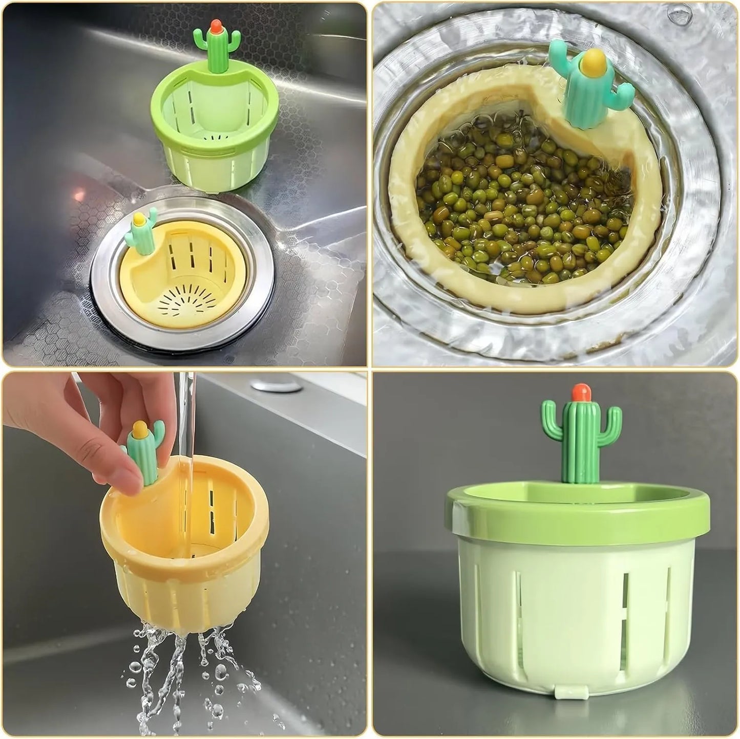 Cactus Kitchen Sink Drain Strainer | Sink Filter Basket for Food Waste | Anti-Clog Drain Catcher for Kitchen Sink