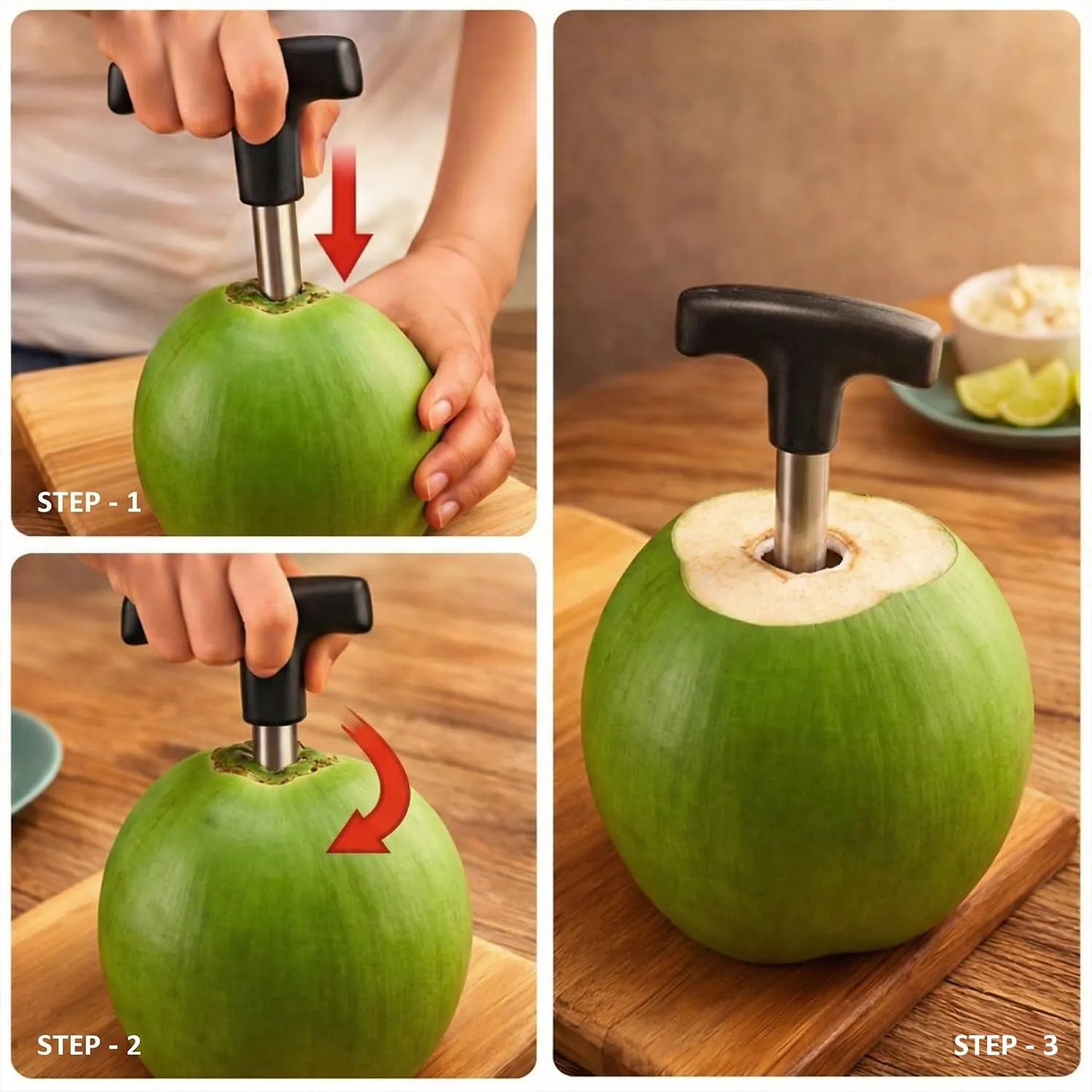 Stainless Steel Coconut Opener Tool | Easy Tender Coconut Punch Opener | Portable Coconut Water Opening Tool