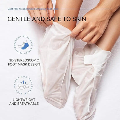 Goat Milk Exfoliating Foot Mask with Nicotinamide | Deep Moisturising & Dead Skin Removal Foot Mask