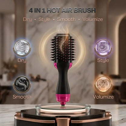4-in-1 Hot Air Styling Brush | Hair Dryer Brush for Drying, Straightening, Curling & Volumizing