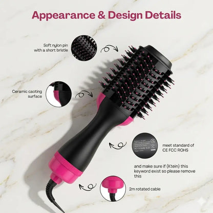 4-in-1 Hot Air Styling Brush | Hair Dryer Brush for Drying, Straightening, Curling & Volumizing