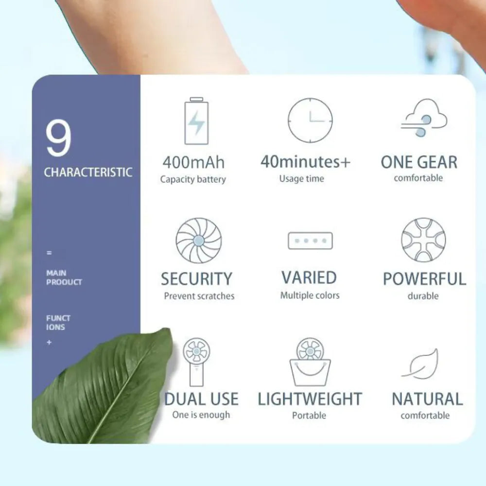 Mini Handheld Portable Fan – USB Rechargeable Lightweight Personal Cooling Fan