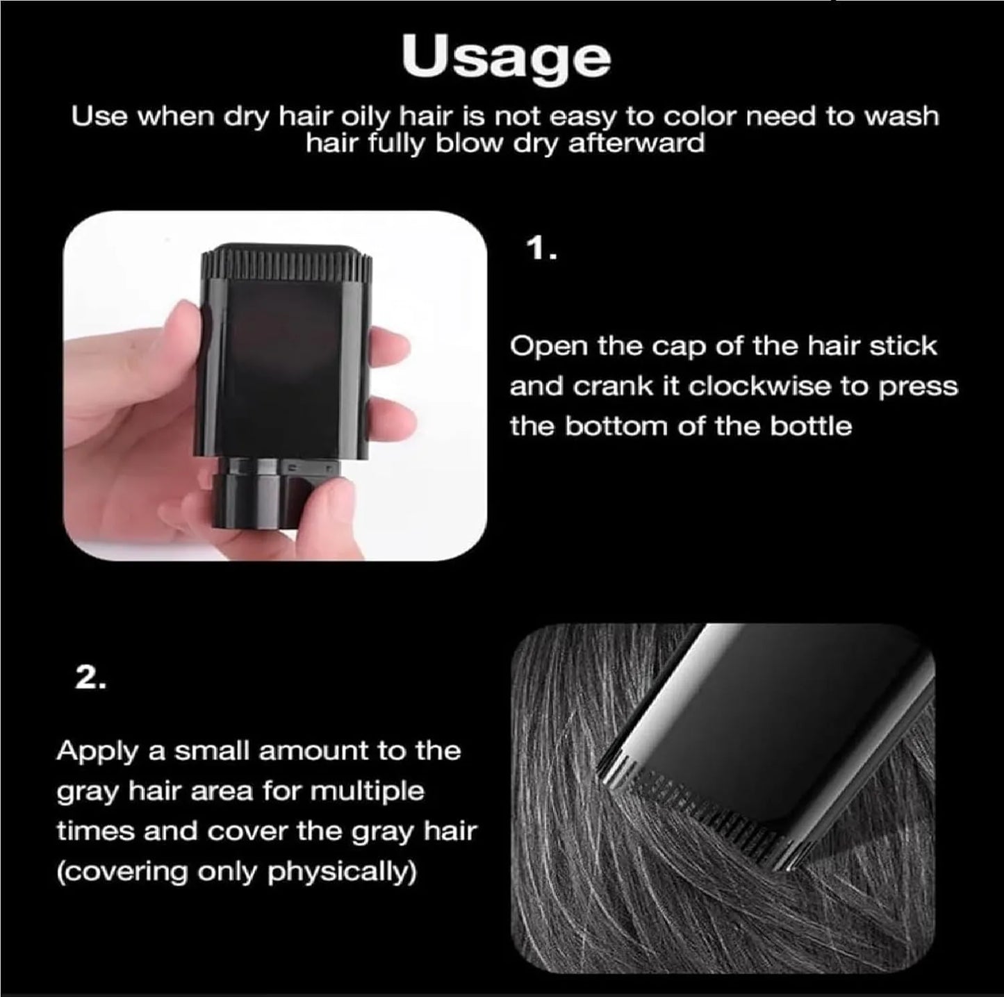 New Hair Color Comb Stick Black | Waterproof & Sweat-Proof