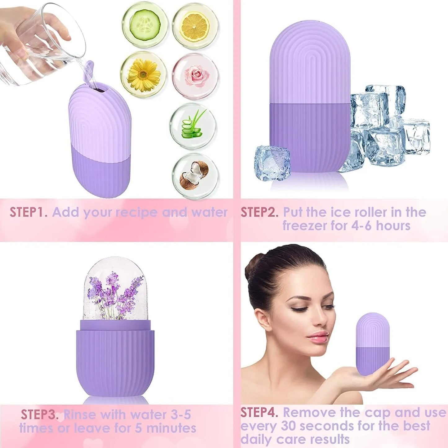 Silicone Ice Roller for Face & Eyes – Reusable Facial Cooling Roller for Puffiness, Dark Circles & Glowing Skin