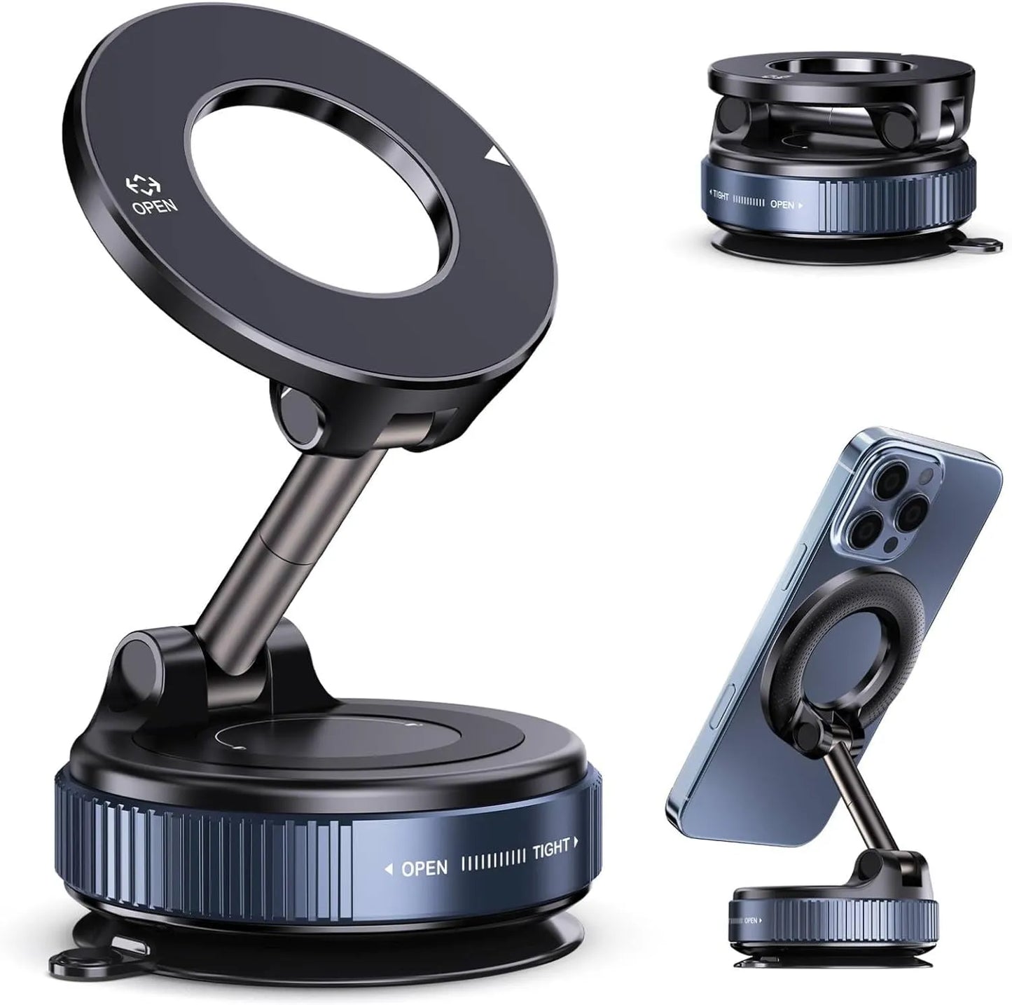 360° Vacuum Magnetic Phone Holder – Strong Suction Car Phone Mount for Hands-Free Navigation