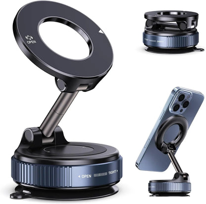 360° Vacuum Magnetic Phone Holder – Strong Suction Car Phone Mount for Hands-Free Navigation