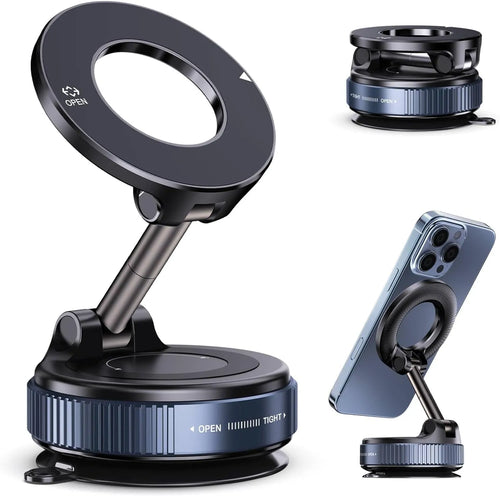 360° Vacuum Magnetic Phone Holder – Strong Suction Car Phone Mount for Hands-Free Navigation