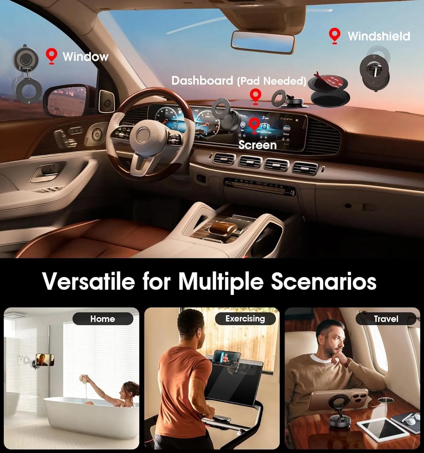 360° Vacuum Magnetic Phone Holder – Strong Suction Car Phone Mount for Hands-Free Navigation