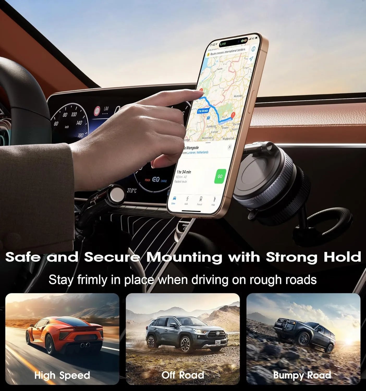 360° Vacuum Magnetic Phone Holder – Strong Suction Car Phone Mount for Hands-Free Navigation