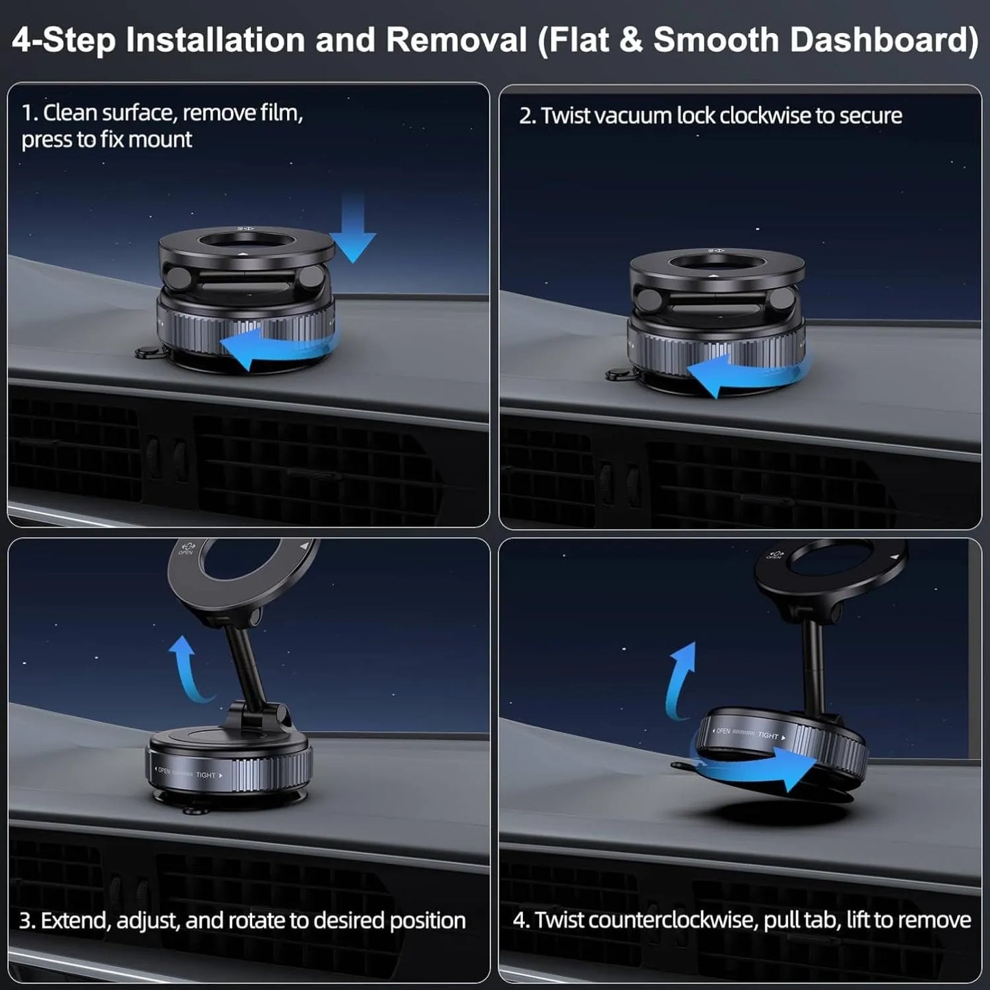 360° Vacuum Magnetic Phone Holder – Strong Suction Car Phone Mount for Hands-Free Navigation