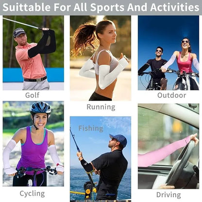 Unisex UV Protection Arm Sleeves (Fingerless) | Full Arm Sun Protection Gloves | Anti-UV, Dust-Proof