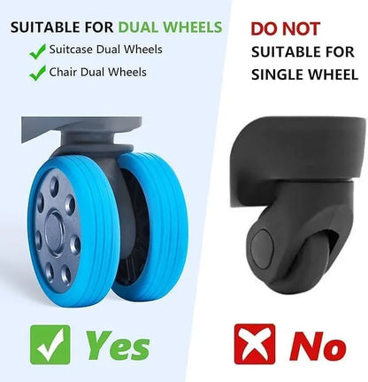 Luggage Wheel Protective Covers (Set of 8) | Silicone Suitcase Wheel Covers | Noise Reduction, Anti-Wear